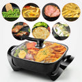 1800W Multifunctional Electric Skillet Electric Cooker for Frying, Electric Frying Pan with Glass Lid, Non-Stick Surface, Adjustable Heat Setting, Cool Touch Handles,Black