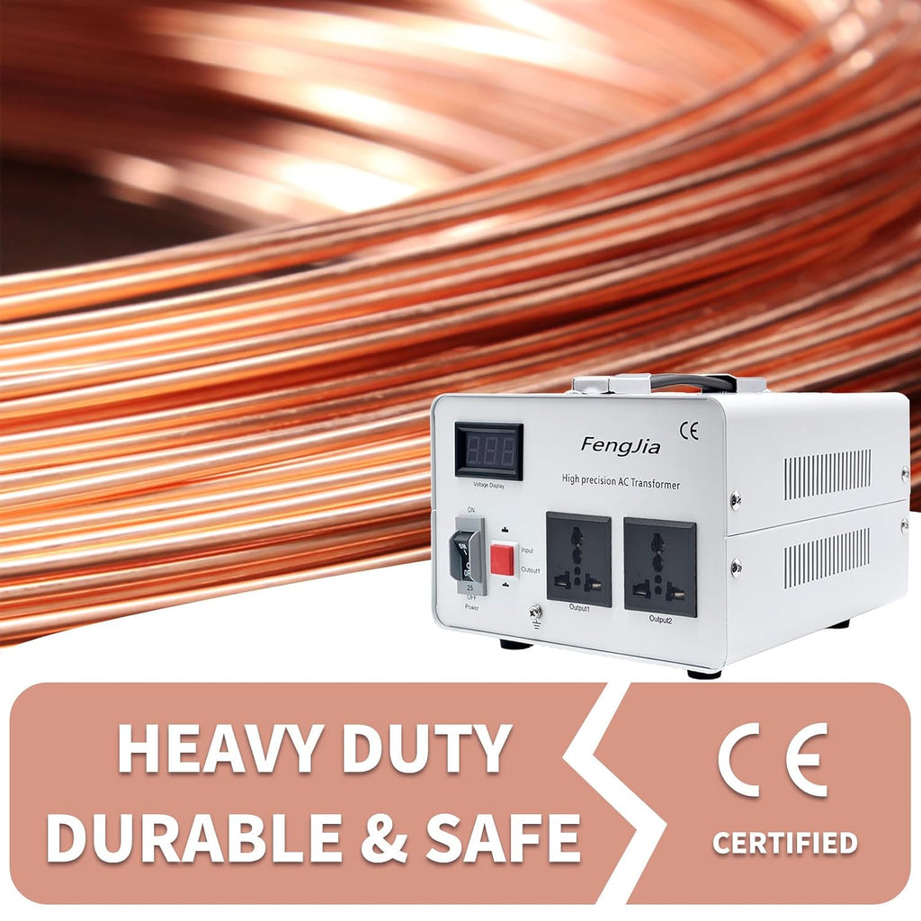 Step Down Voltage Converter 3000 Watts 220V to 110V for US Canada Japan Electrical Appliances Use in Europe and Asia 220-240v Power System Power System, with 2 US Outlets (4000W(220V-110V))