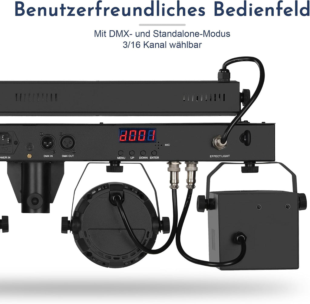 Telbum DJ Lights Stand for Parties - Professional 5in1 LED DJ Lighting System with Stand, DMX512, Sound Activated Stage Lights Package for Wedding Live Band Disco Club Gig Bar Booth Show Events
