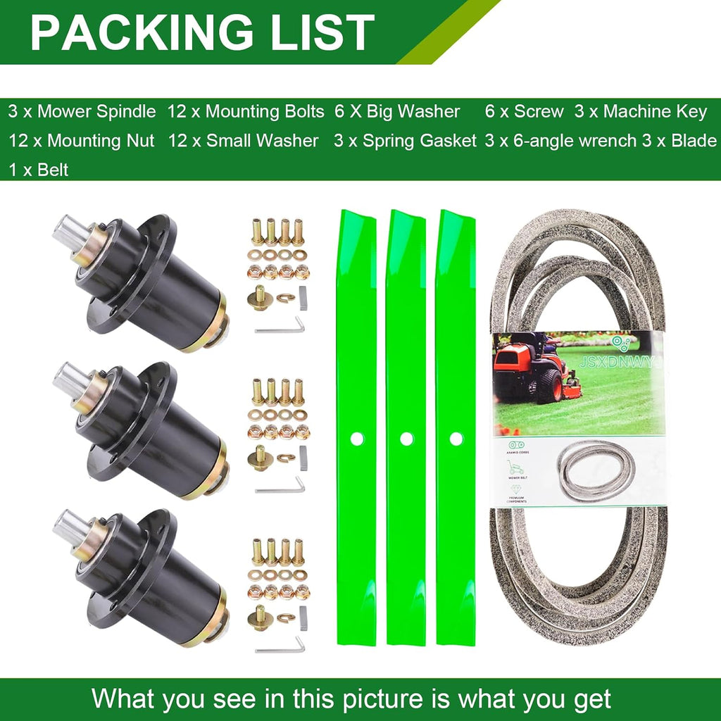 60 Inch Mower Deck Rebuild Kit - Fits Bad Boy CZT ZT Elite ZT Elite Limited Pup Pup Lightning Maverick 60' Deck, 3Spindles (037-6015-50) 3Blades (038-6060-00) 1Belt (041-1650-00)