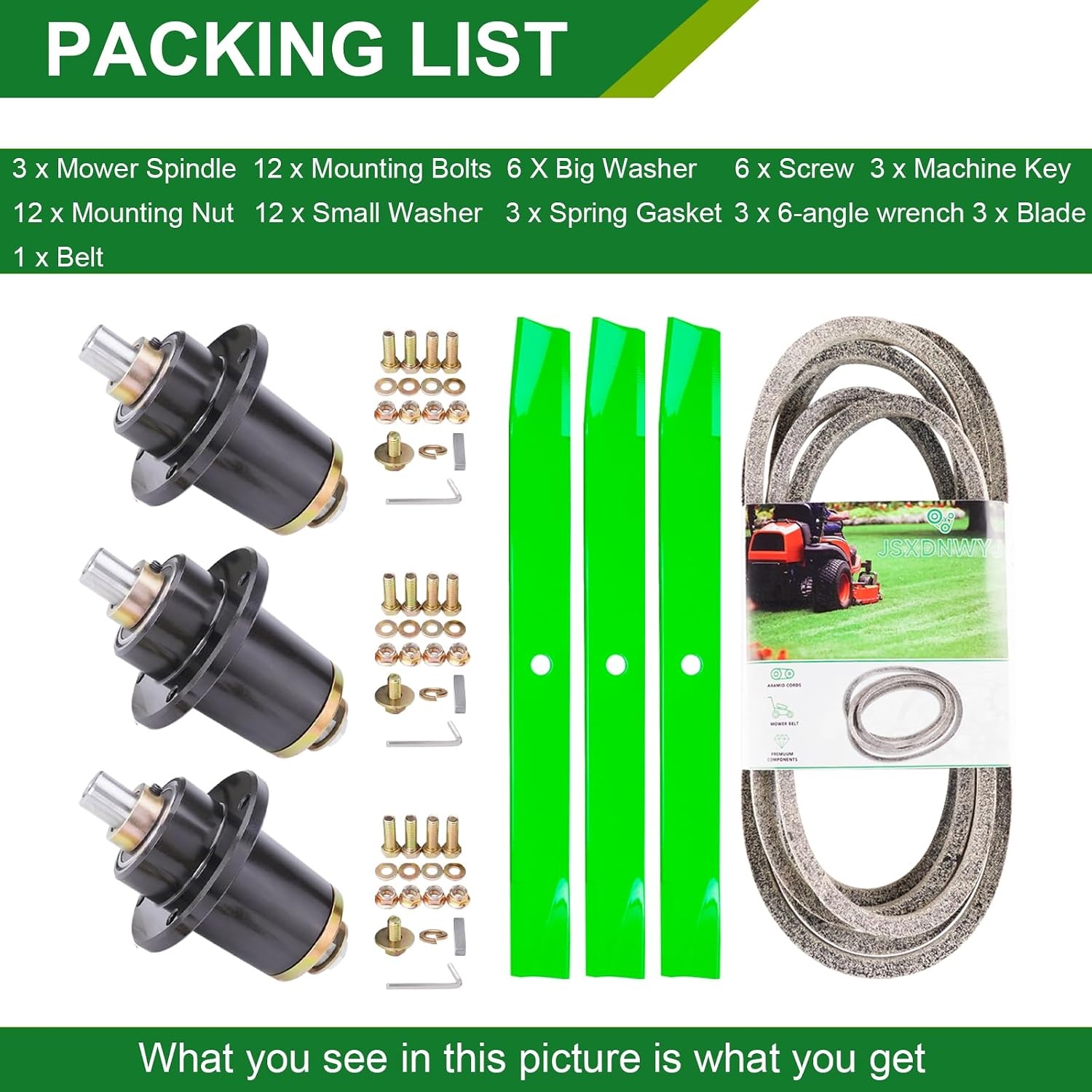 60 Inch Mower Deck Rebuild Kit - Fits Bad Boy CZT ZT Elite ZT Elite Limited Pup Pup Lightning Maverick 60' Deck, 3Spindles (037-6015-50) 3Blades (038-6060-00) 1Belt (041-1650-00)