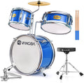 Kids Drum Set, 14 Inch Beginner Drum Kits, 3 Piece Drum Set for Kids Boys Girls, with Adjustable Throne, Cymbal Pedal, Drumsticks, Blue