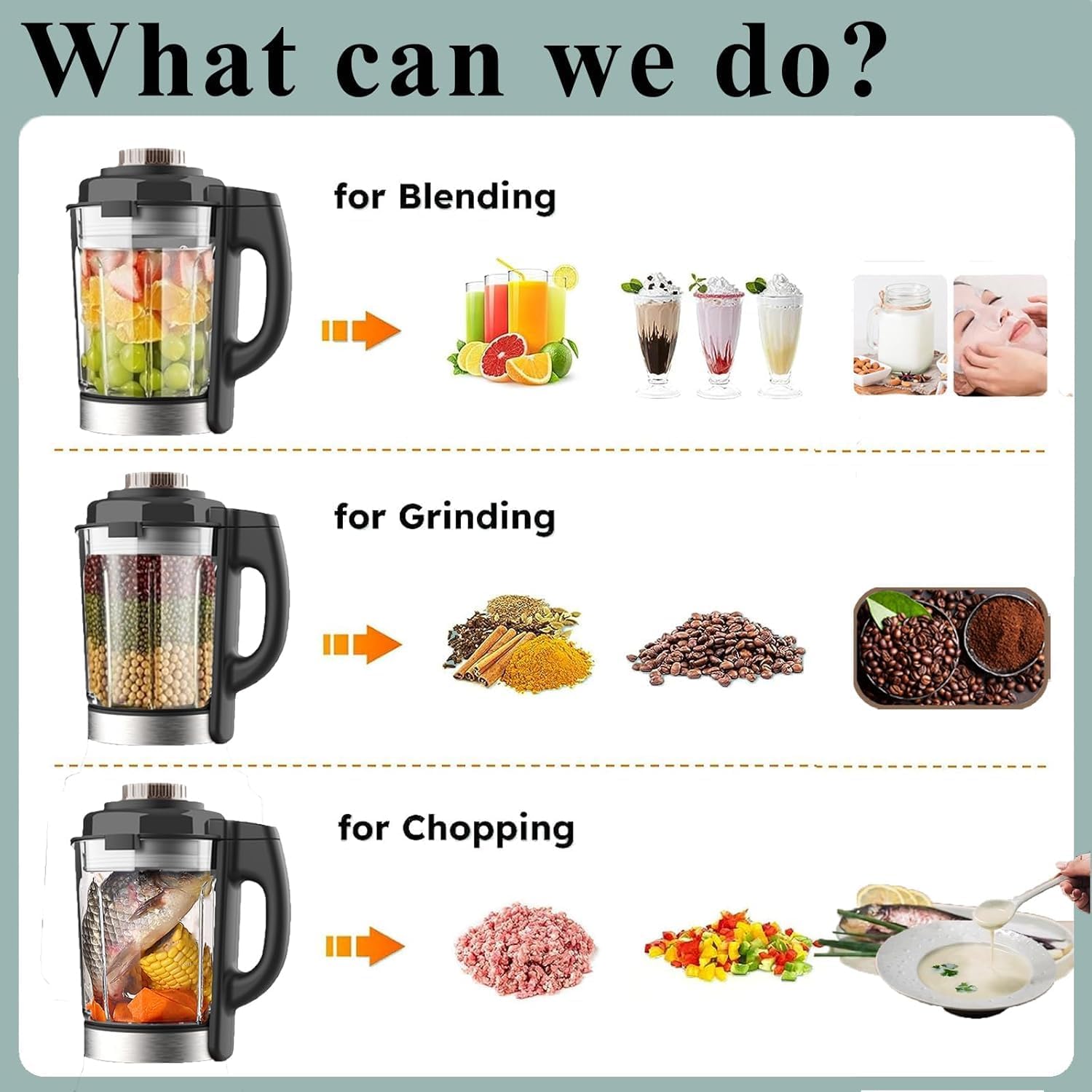 Food Processor Blender Combo, 60oz 1200W All-in-One Kitchen Machine | 9 Programs, 12H Preset, Self-Cleaning, Grinding, Chopping, Mixing, Shakes, Hot Soups