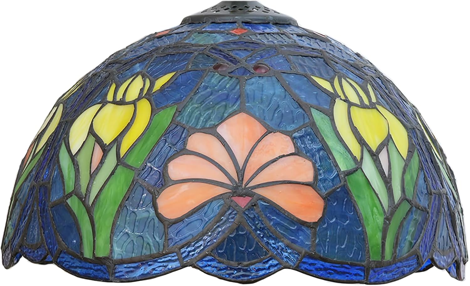 Tulip Lamp Shade Replacement, 12 Inch Yellow Tulip Blue Green Stained Glass Lampshade for Table Lamp, Floor Lamp, Bedside Lamp, Ceiling Light,