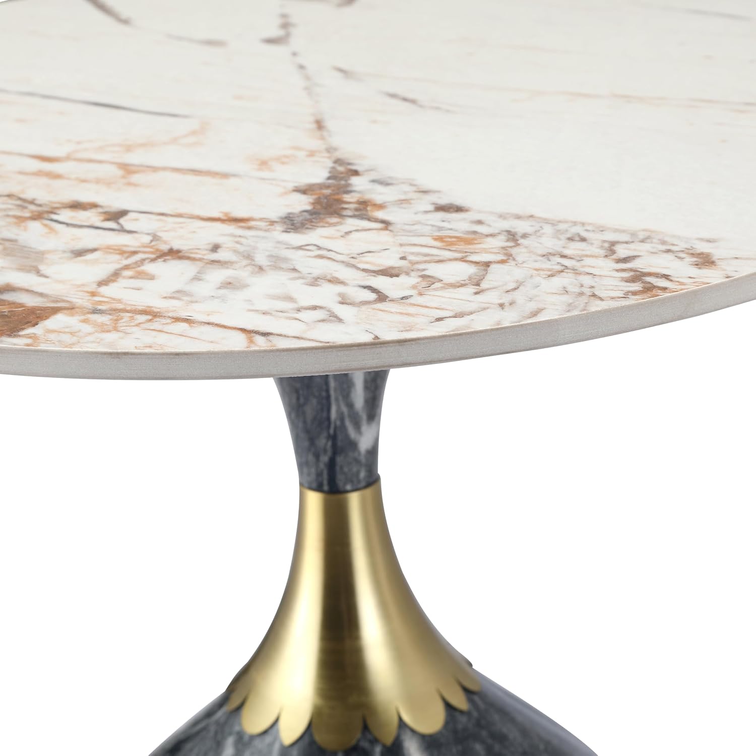 LeisureMod Side Table Round Sintered Stone Top with Modern Stainless Steel Pedestal Base, Chic Accent End Table for Home, Living Room Sofa, Oslo Series in Grey