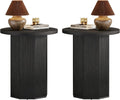 Tribesigns 2pcs Round Pedestal End Table, Farmhouse Side Table with Fluted Base, Wooden Accent Tables for Small Space, Couch, Living Room (2, Black)