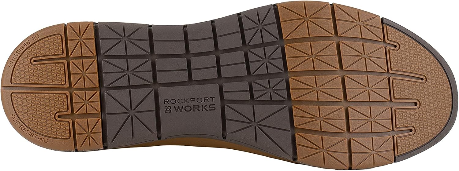 Rockport Work Men's Primetime Work Safety Toe Casual Slip-On, Brown, 8