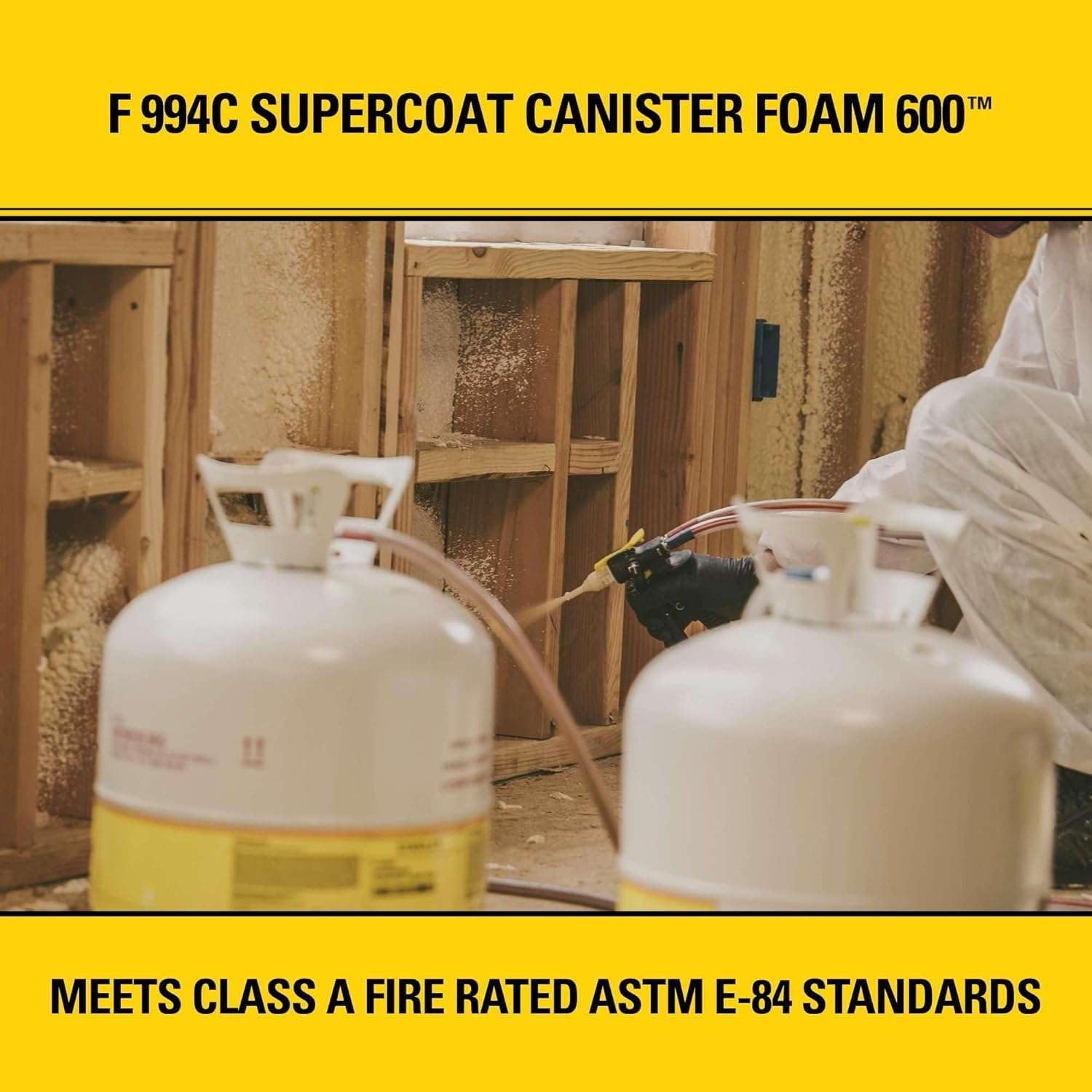STANLEY F 994C Supercoat Canister Spray Foam Insulation Kit (600 Board Feet) - Class A Fire Rated Closed Cell Two Component Foam Sealant for Wall, Attic, Garage & Crawl Space | Includes Gun & Hose