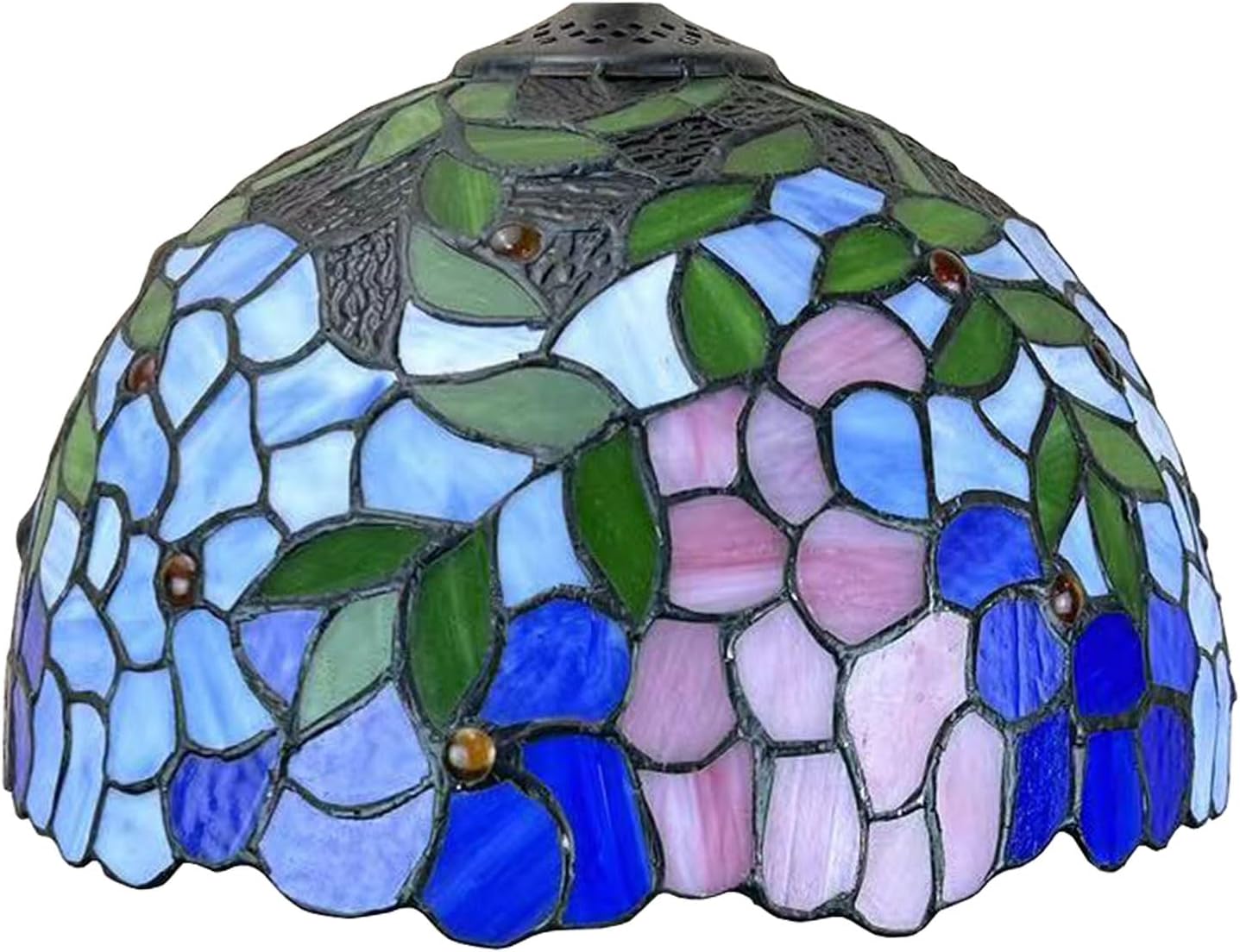 12-Inch Wisteria Lamp Shade Replacement, Tiffany Style Stained Glass Lampshades, Retro Blue Green Leaf Light Cover Accessories Only for Table lamp Pendant Lights Ceiling Light,Pink