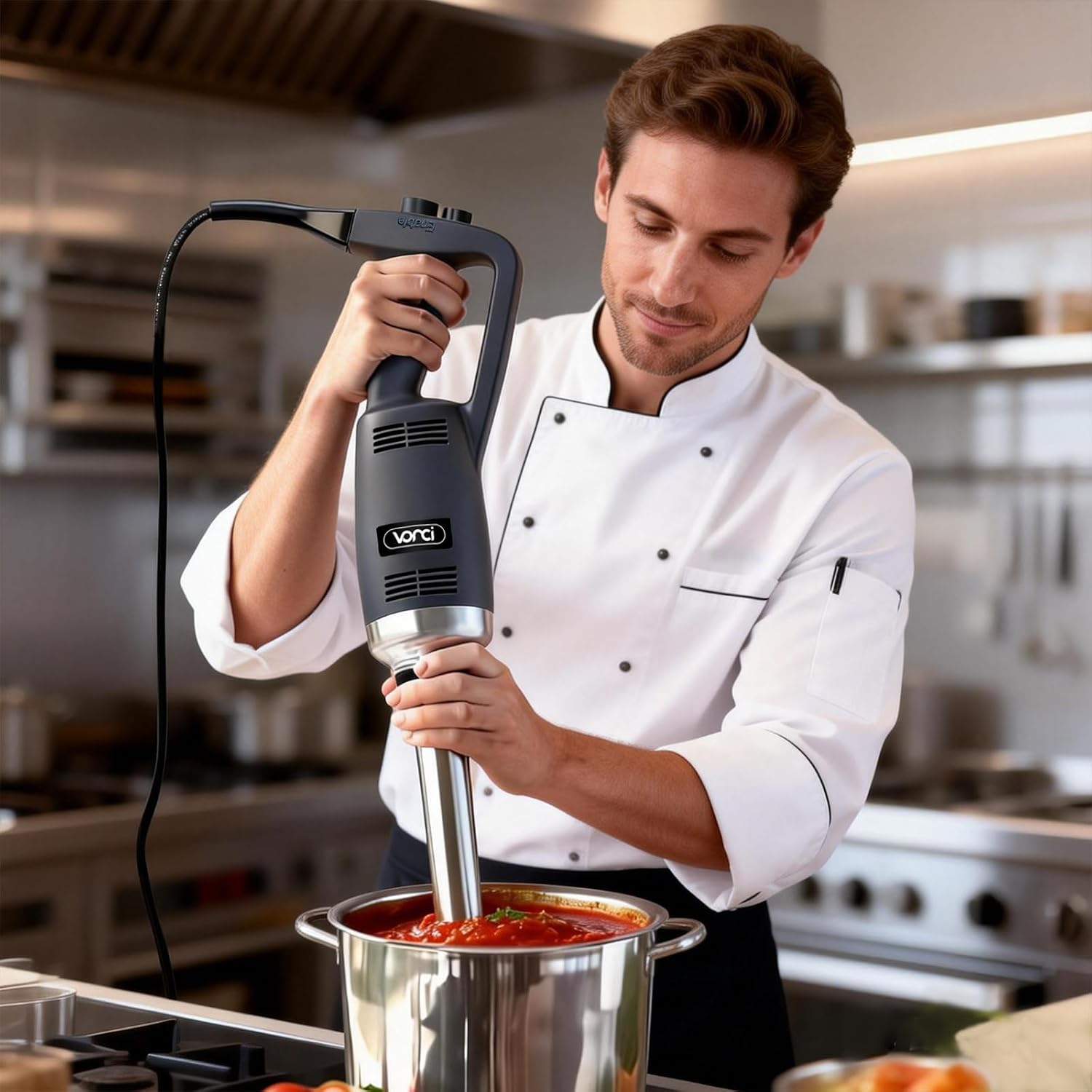 VONCI 350W Commercial Immersion Blender, Light Duty Hand Blender, Variable Speed 6000-20000RPM, 12' Detachable Shaft.
