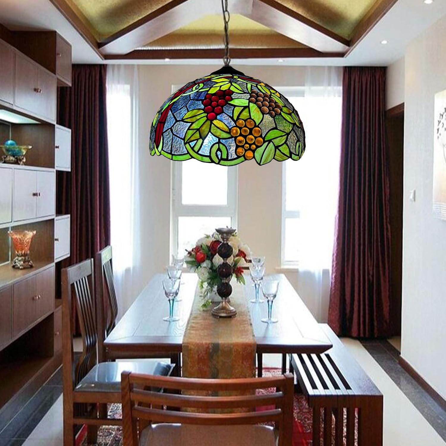 Grape Tiffany Lamp Shade Replacement, Only 16X9 Inch Stained Glass Lampshades, Suitable for Table Lamp Floor Lamp Hanging Pendant lamp Ceiling Light
