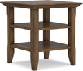 SIMPLIHOME Acadian End Table - 19 inch Wide Solid Wood Square Side Table with 2 Open Shelves in Rustic Natural Aged Brown, Nightstand or Shelving Unit for Living Room or Bedroom with Storage