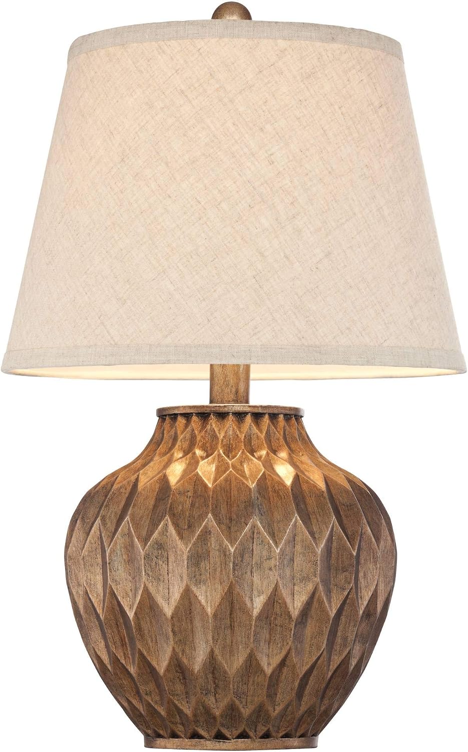 360 Lighting Buckhead Traditional Style Small Accent Table Lamps 22' High Set of 2 Warm Bronze Geometric Urn Tapered Drum Shade for Living Room Bedroom House Bedside Nightstand Home Office