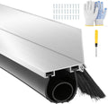 16.5FT Universal Garage Door Seals Kit，Heavy Duty EPDM U+O Bottom Rubber Weatherproof Seal & Brush with Pre-drilled Aluminum Track，Universal Replacement Stops Rain, Drafts & Pests