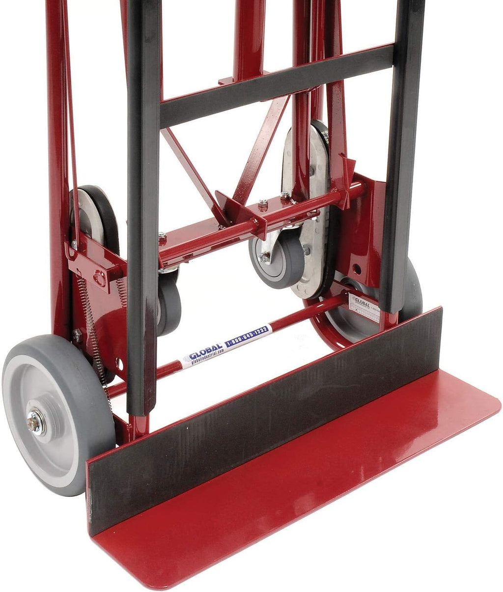 Global Industrial 4-Wheel Professional Appliance Hand Truck with Stair Climbing Wheels, 1200 Lb Capacity, Industrial Hand Truck with Ratcheting Nylon Strap