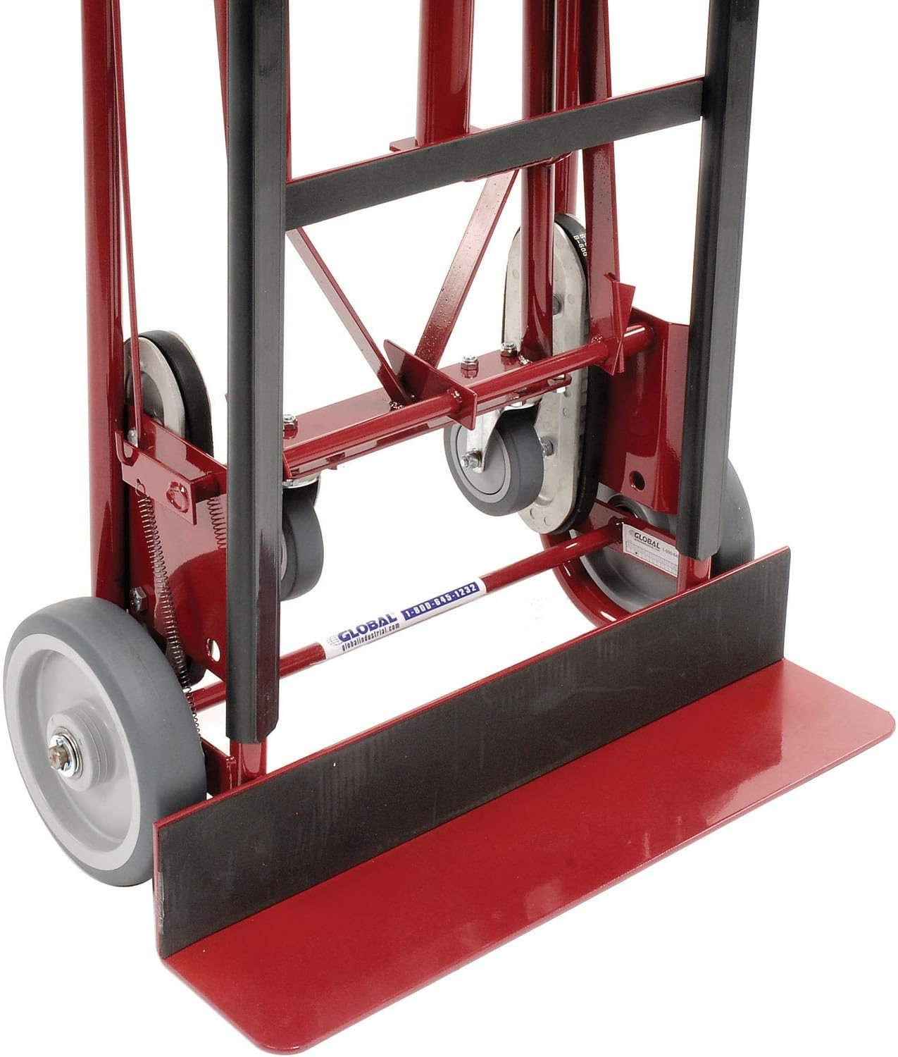 Global Industrial 4-Wheel Professional Appliance Hand Truck with Stair Climbing Wheels, 1200 Lb Capacity, Industrial Hand Truck with Ratcheting Nylon Strap