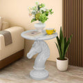 Sculptural Horse Head Side Table, Artistic Stallion End Table with Faux Marble Top, Modern Accent Table for Living Room, Unique Home Decor Gift for Housewarming, 19.69' W x 24.8' H