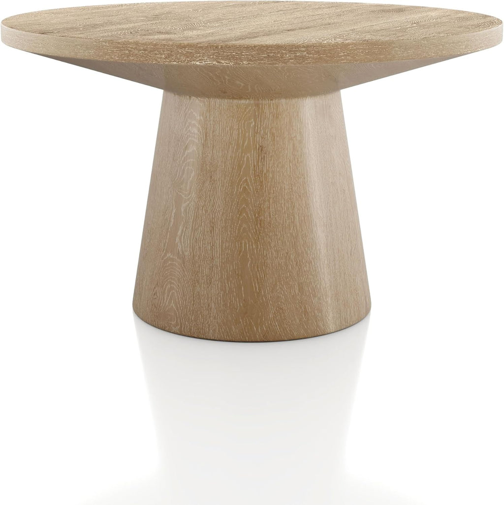 Furniture of America Crambel Modern Solid Wood 29-inch Round Coffee Table with Cone-Shaped Pedestal Base, Living Room Furniture for Small Space, Home Office, Oak