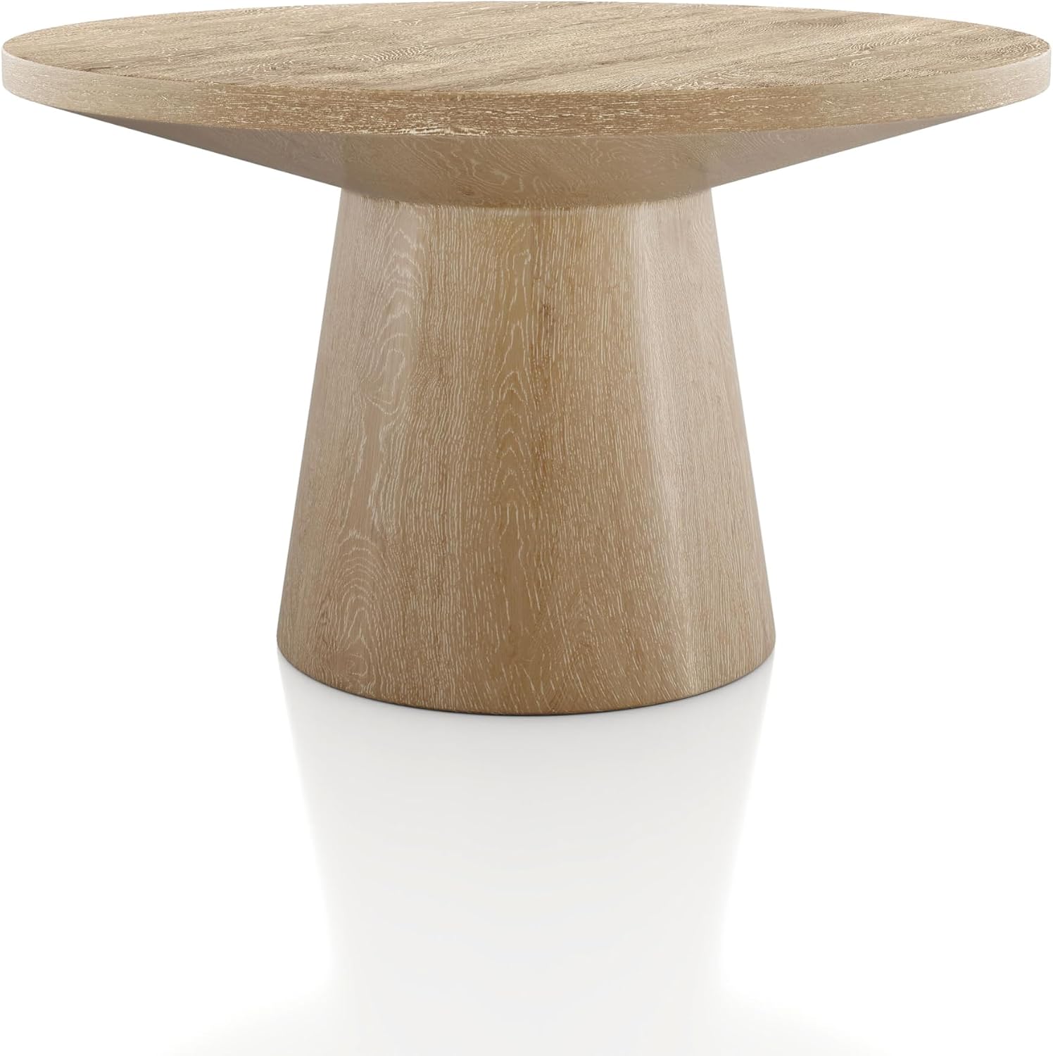 Furniture of America Crambel Modern Solid Wood 29-inch Round Coffee Table with Cone-Shaped Pedestal Base, Living Room Furniture for Small Space, Home Office, Oak