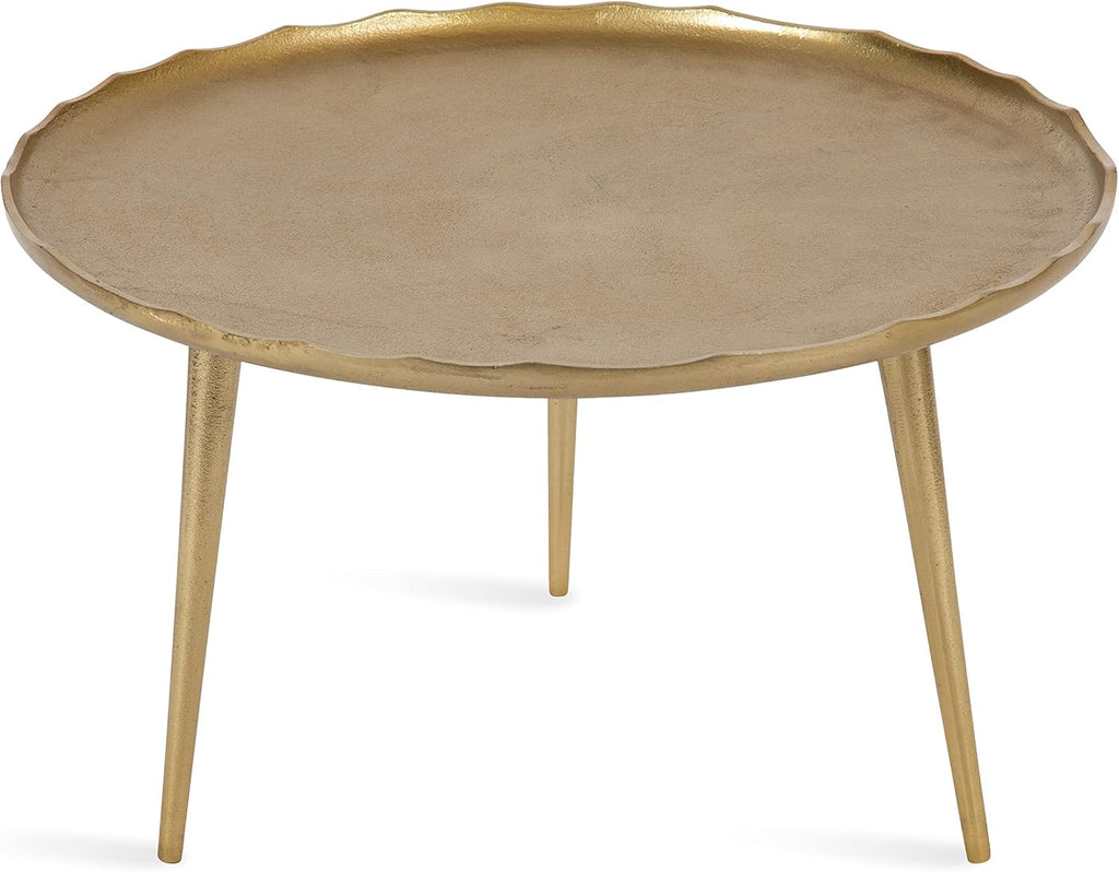 Kate and Laurel Alessia Modern Coffee Table, 26 x 26 x 15, Gold, Metal Coffee Table with Antique Detailing for Storage and Display