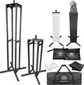 AxcessAble Two (2) Moving Head Light Black Stands with White/Black Scrims, Portable DJ Lighting Stands with Carrying Bag and EVA Pads – Adjustable Height Up to 70.5' (2-Stand Pack)