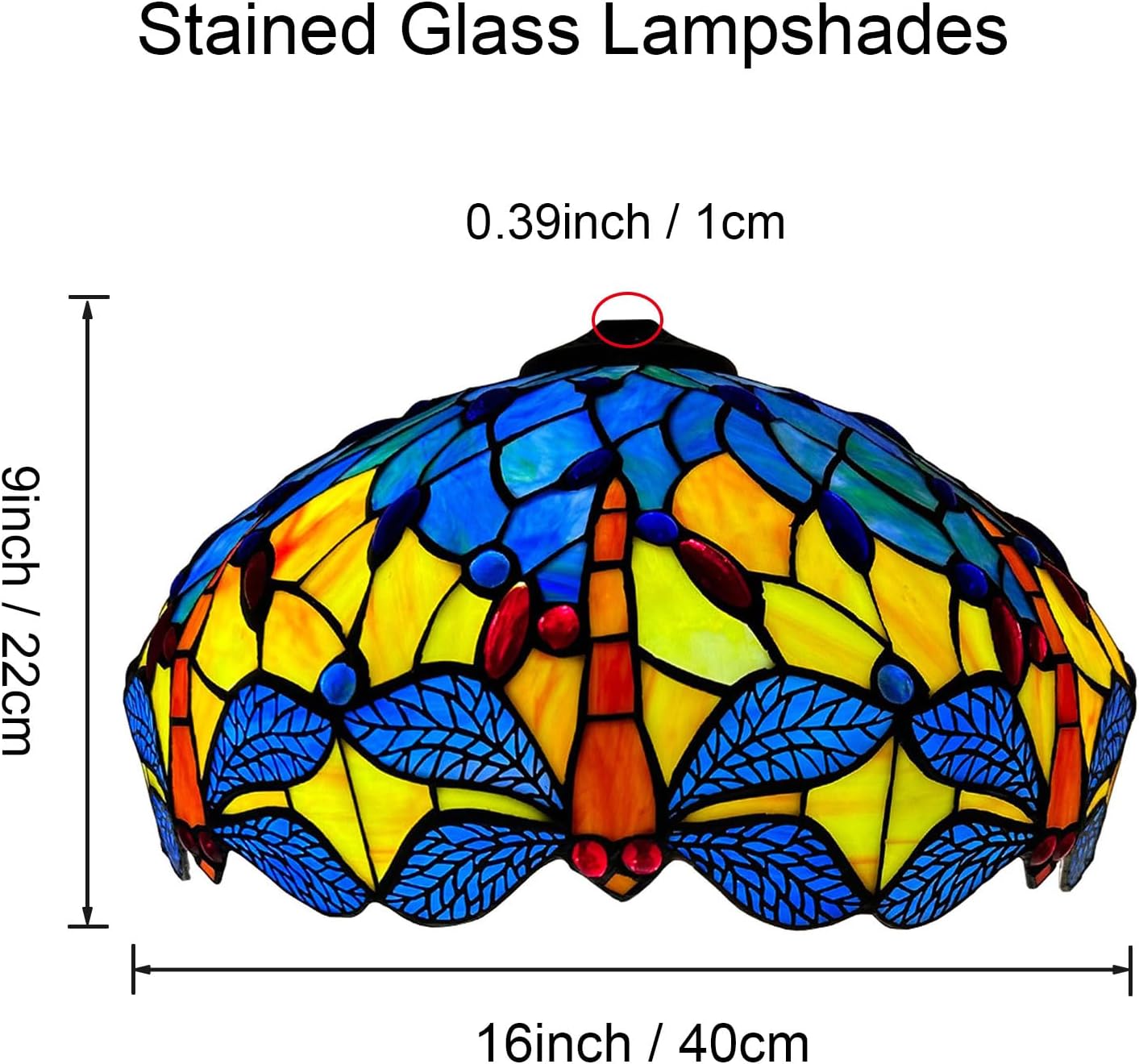 Dragonfly Tiffany Lamp Shade Replacement, Only 16X9 Inch Stained Glass Lampshades, Suitable for Table Lamp Floor Lamp Hanging Pendant lamp Ceiling Light