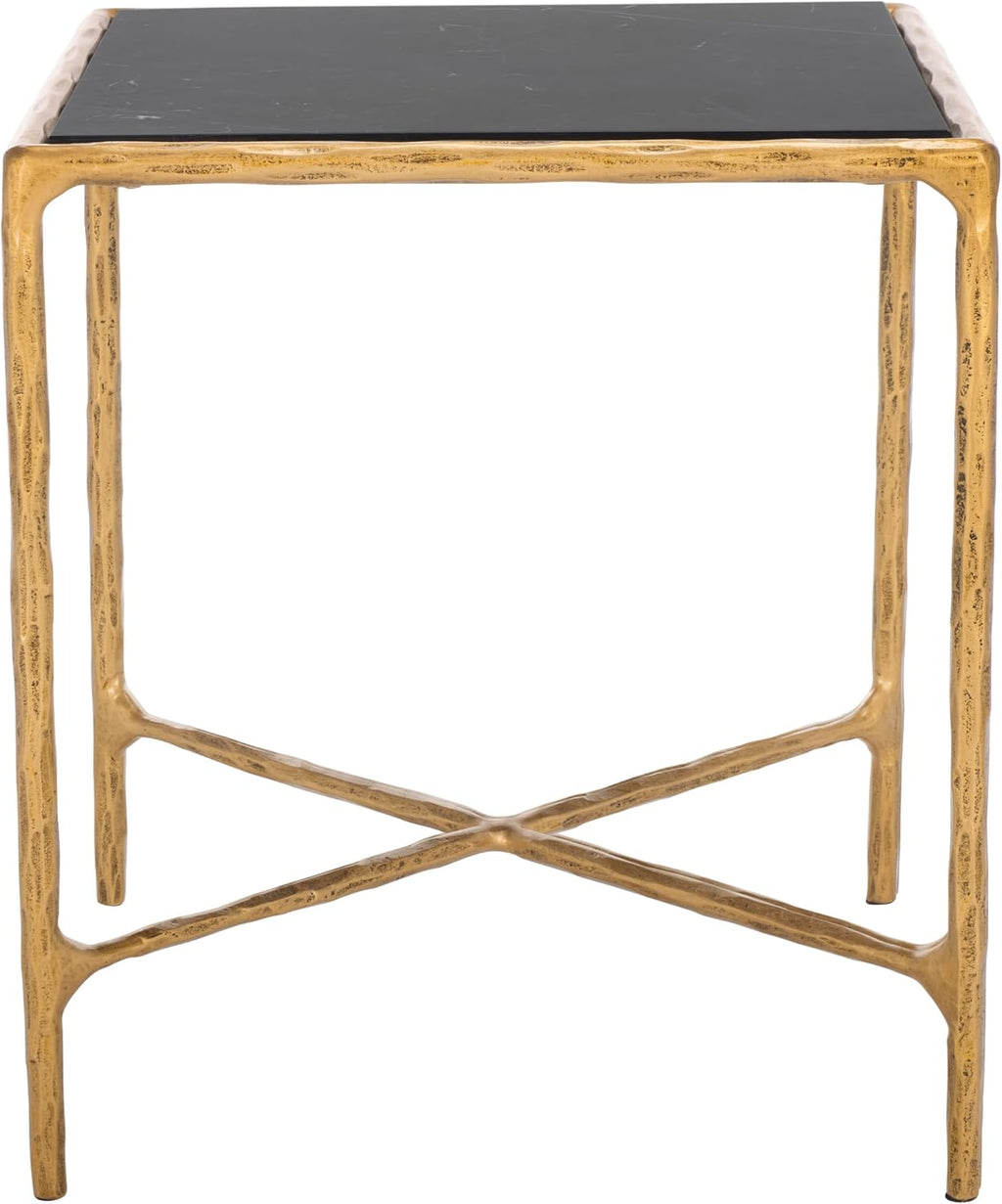 SAFAVIEH Couture Collection Jessa Brass Base & Black Marble Top Square End Table, Fully Assembled