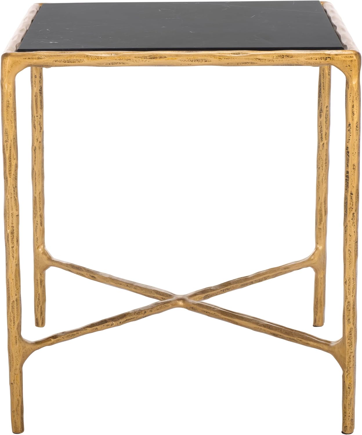 SAFAVIEH Couture Collection Jessa Brass Base & Black Marble Top Square End Table, Fully Assembled