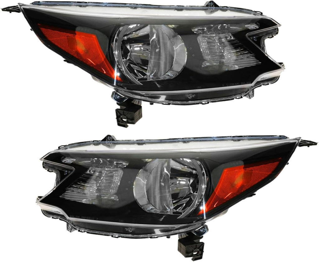 TRQ 2 Piece Headlight Assembly Set Driver & Passenger Side Compatible with Honda CR-V 2012-2014 HO2502148 HO2503148 33100T0AA01 33150T0AA01