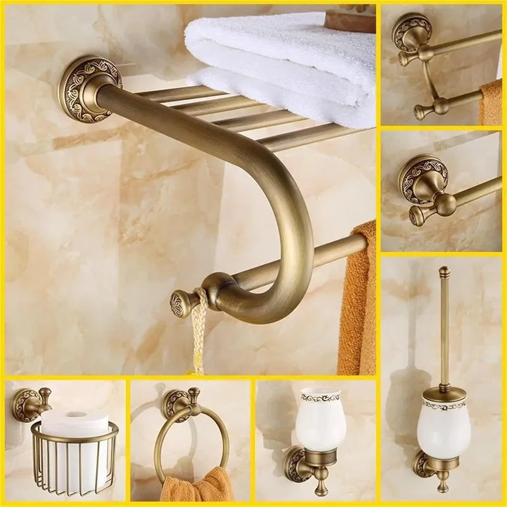 Bathroom Accessories Antique Brass Collection, Towel Ring, Paper Holder, Toilet, Coat Hook, Bath Rack, Soap Dish(Soap Basket)