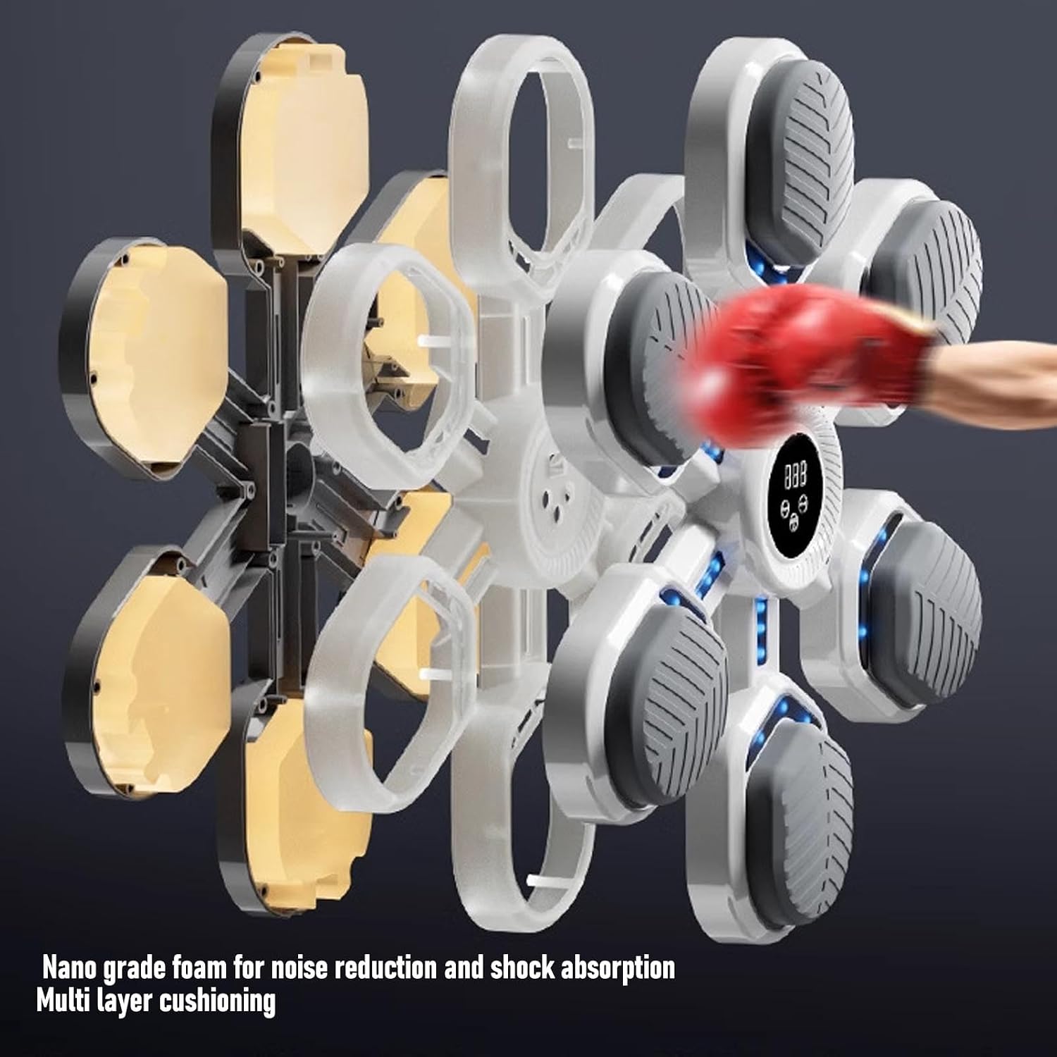 Diydeg Music Boxing Machine, Wall Mounted Smart Training Equipment with Enhanced 6 Target, for Home Office Gym Fitness Workout