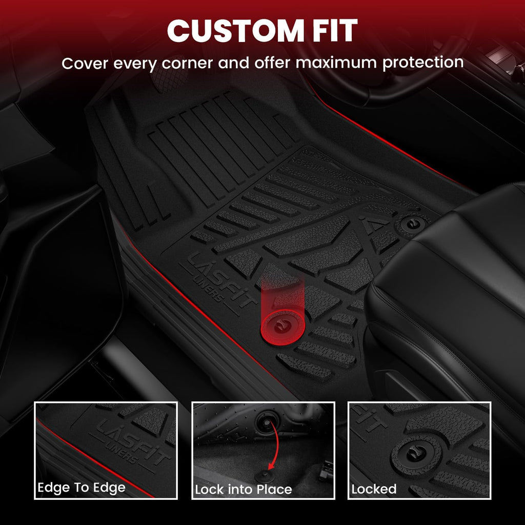 LASFIT Floor Mats and Cargo Mat for 2021-2026 Ford Bronco Sport Carpet Floor, Rear Bump in The Cargo Area, All Weather TPE SUV Floor Liners Cargo Area Custom Fit Trunk Mat