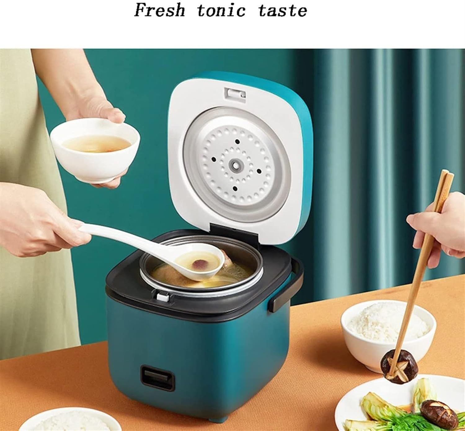 THEGA Rice Cooker - Mini Rice Cooker, Home Kitchen Appliances 2-Layer Heating Food Steamer, Multifunction Meal Cooking Pot, Cooking Pot with Non-Stick Coating, Kitchen Cookware Pot (Color : Green)
