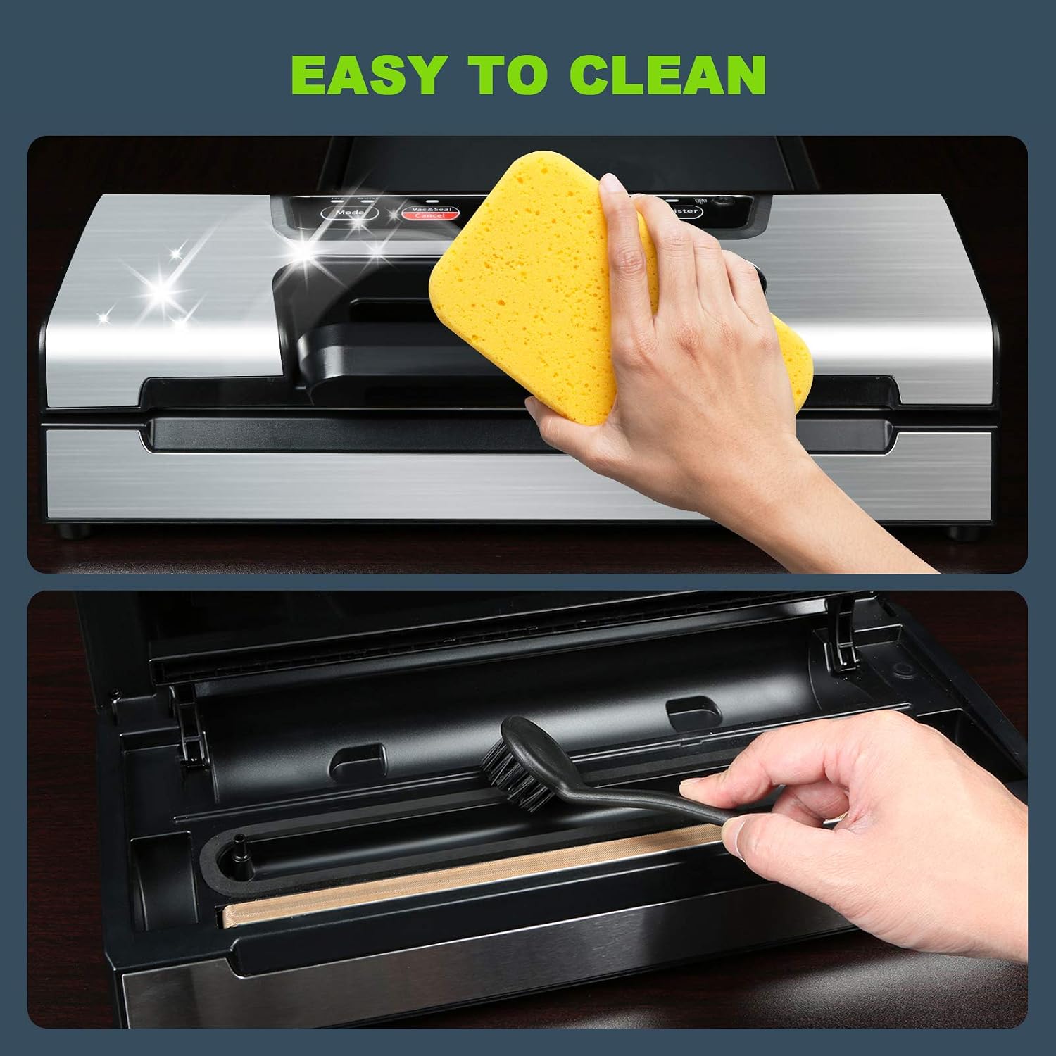 Potane Precision Vacuum Machine,Pro Food Sealer with Built-in Cutter and Bag Storage(Up to 20 Feet Length), Both Auto Manual Options,2 Modes,Includes 2 Bag Rolls 11'x16' and 8'x16',Compact Design