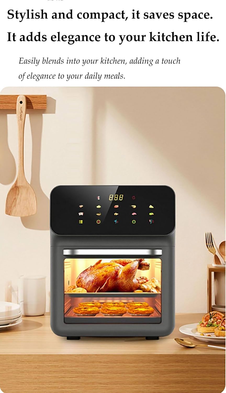 15L See-Through Visual Air Fryer with LED Light, 1800W Multi-Function Oven for Frying, Grilling, Roasting, Healthy Cooking, Large Capacity Kitchen Appliance