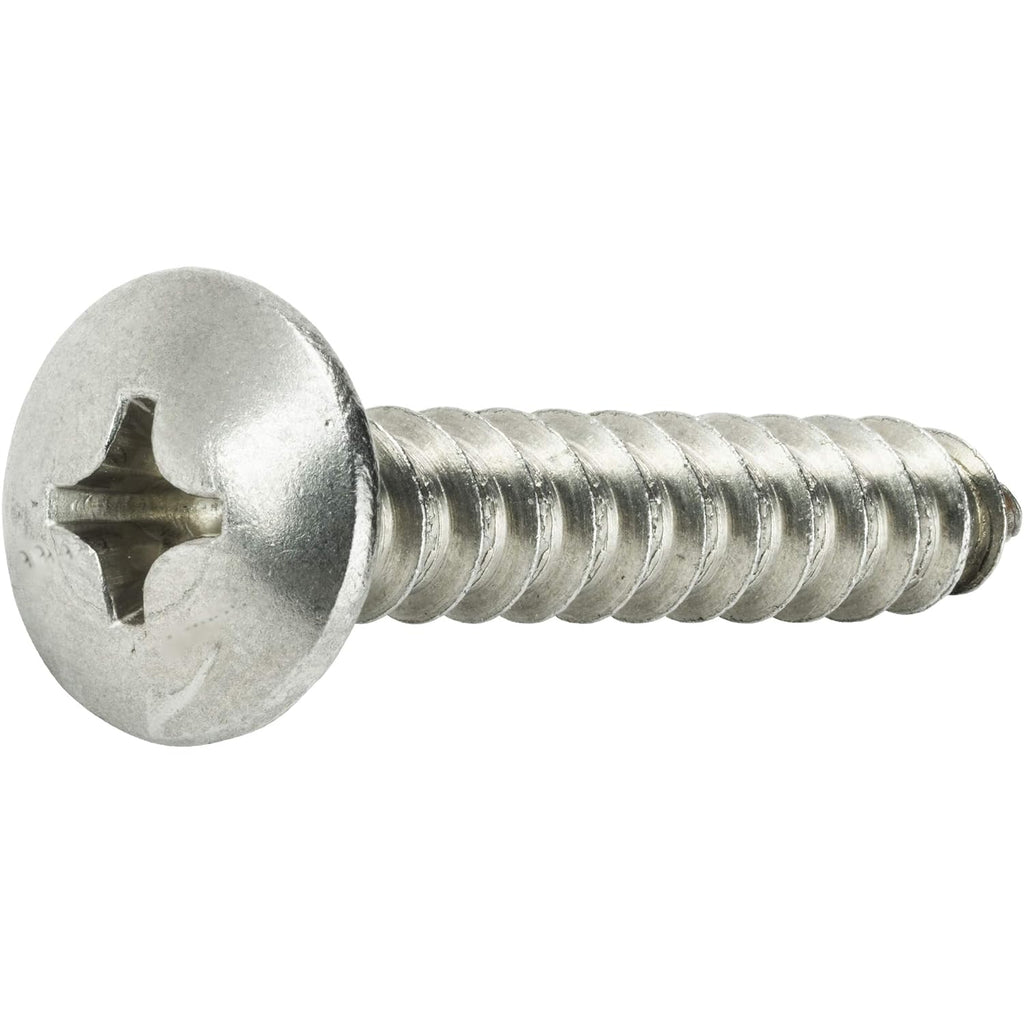 #14 x 5/8' Truss Head Sheet Metal Screws, Stainless Steel 18-8, Full Thread, Bright Finish, Self-Tapping, Quantity 1000 By Fastenere