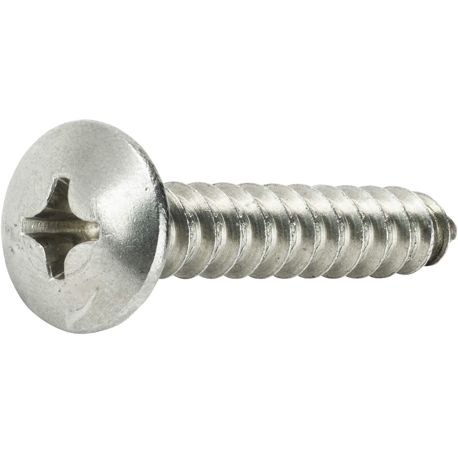 #14 x 5/8' Truss Head Sheet Metal Screws, Stainless Steel 18-8, Full Thread, Bright Finish, Self-Tapping, Quantity 1000 By Fastenere