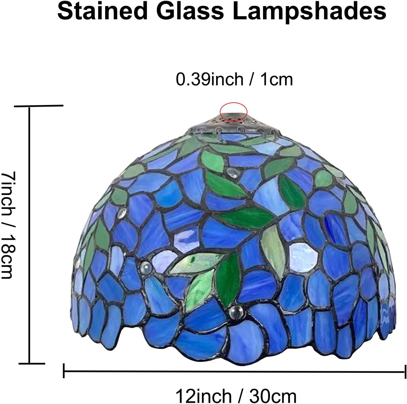 12-Inch Wisteria Lamp Shade Replacement, Tiffany Style Stained Glass Lampshades, Retro Blue Green Leaf Light Cover Accessories Only for Table lamp Pendant Lights Ceiling Light,Blue