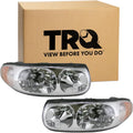 TRQ Driver and Passenger Side Headlight Assembly 2 Piece Set Compatible with 20002005 Buick LeSabre without Lined or Fluted Hi-Beam Lens