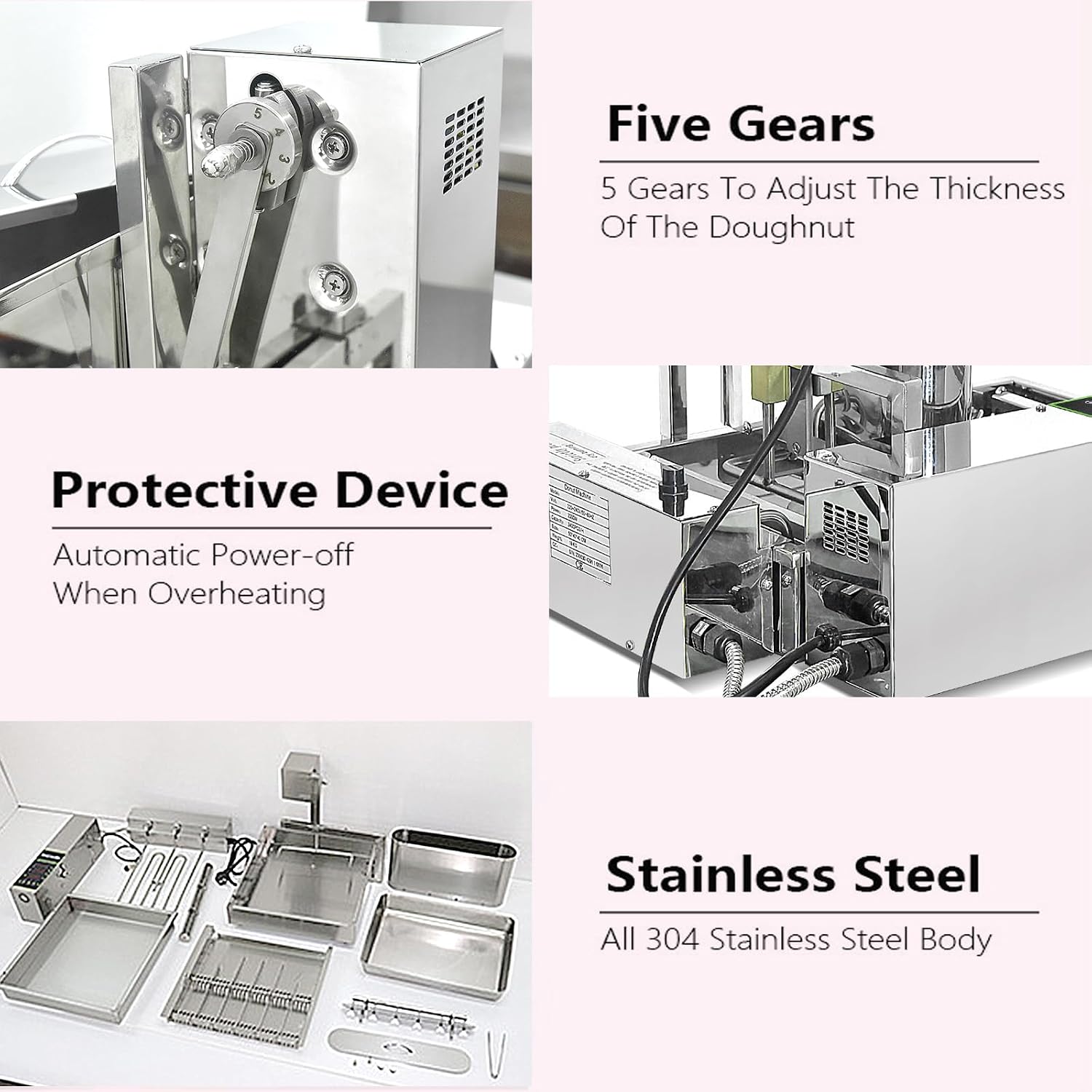 Kolice Commercial 2600pcs/hour Mini 6 Rows Donuts Machine, Doughnut Maker, Frying Donuts Maker, Mini Donut Maker, Street Food Snack Food Equipment