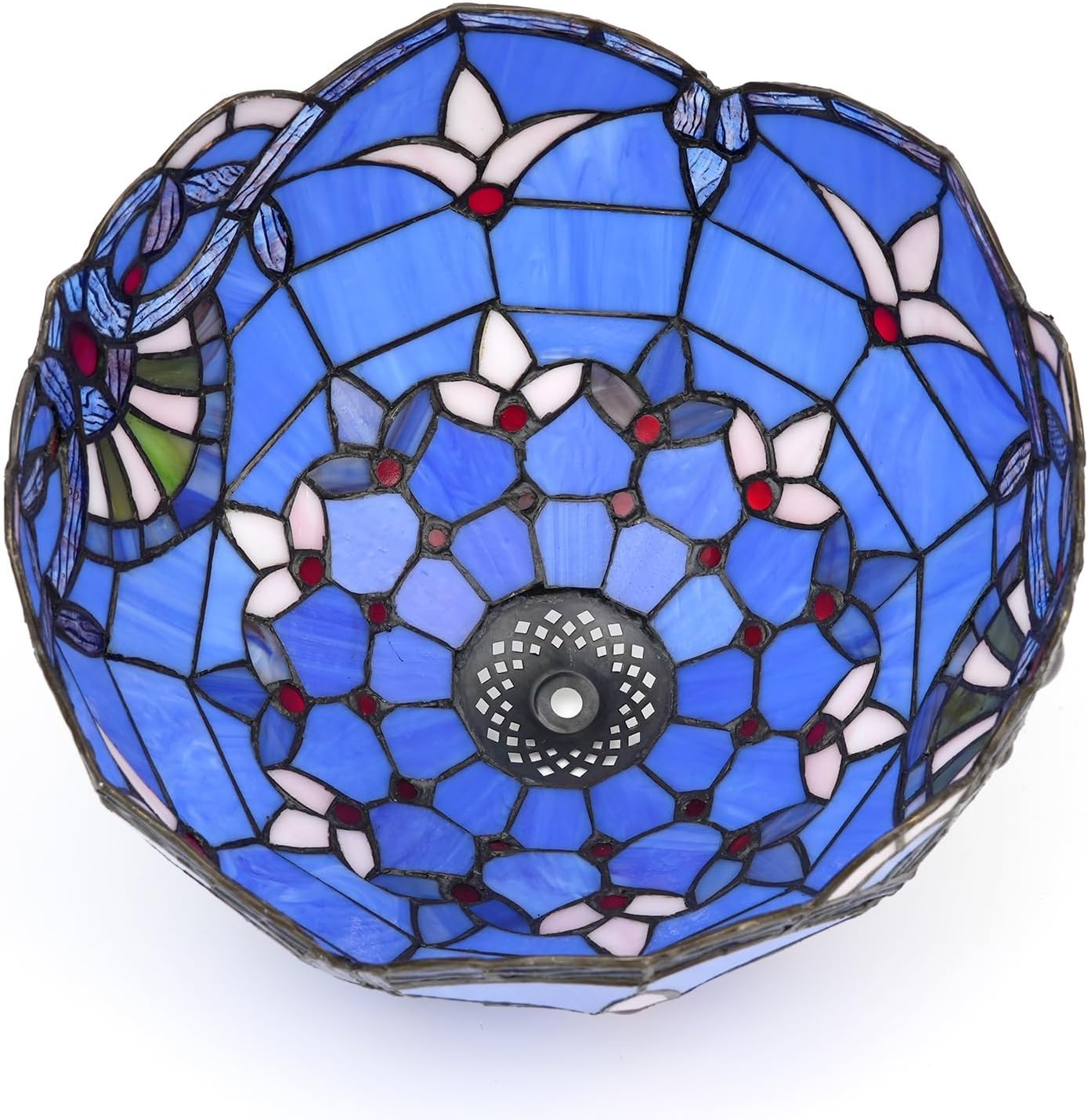 Tiffany Style Lamp Shade, 12 Inch Blue Baroque Stained Glass Lamp Shade Replacement Vintage Lamp Cover Accessories Fit for Table Lamp Pendant Light Ceiling Light