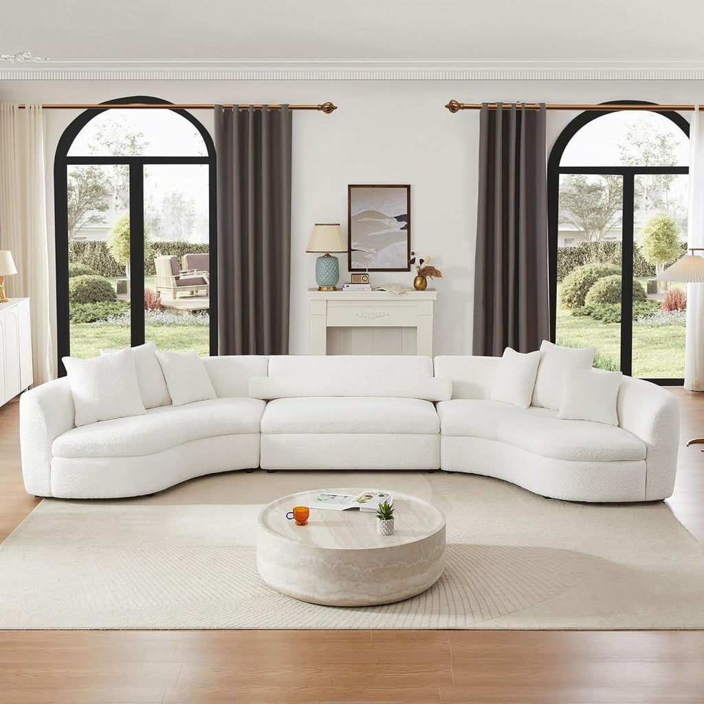 Round Coffee Table for Living Room Circle Coffee Table Faux Marble Pattern Coffee Table Modern Drum Center Table for Apartment, No Need Assembly (Travertine Fiberglass 39.37'')