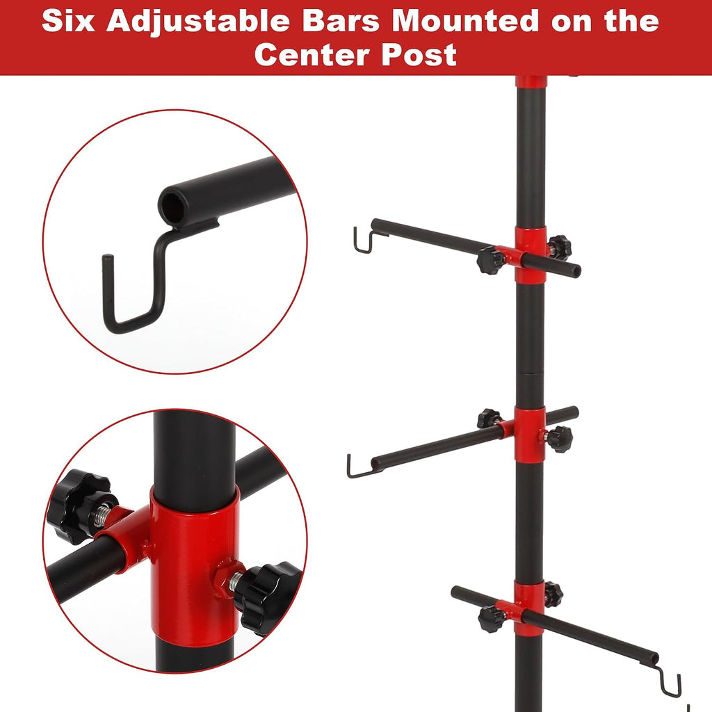 Panel Tree Automotive Paint Stand with 6 Hook Levers, 47 Inch Panel Holder wtih Adjustable Center Post, Paint Rack for Hang Automotive Doors, Fenders, Bumpers