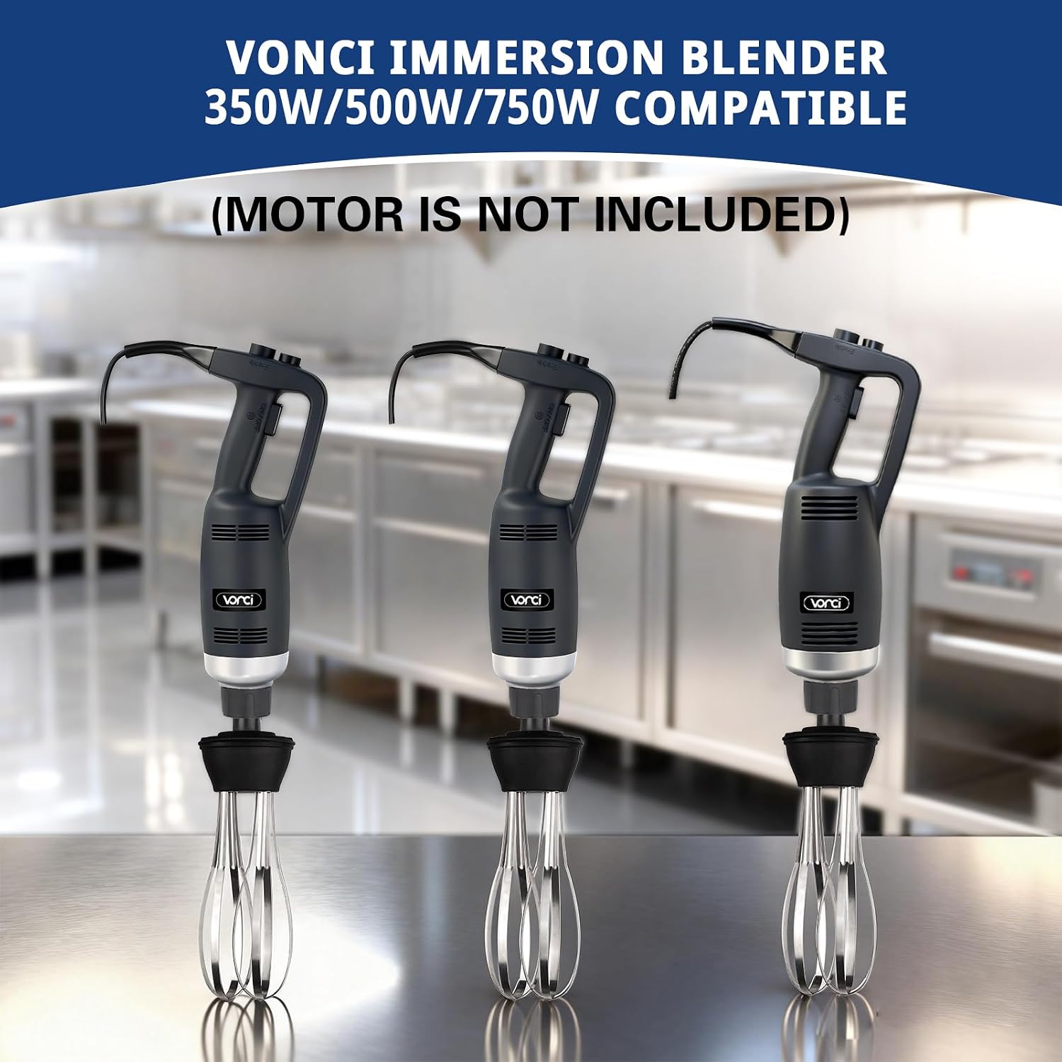 VONCI 10inch Detachable Whisk Attachment. 350W, 500W & 750W Commercial Immersion Blender Compatible.