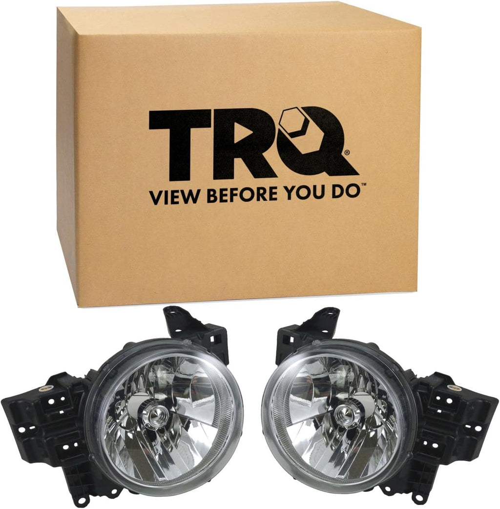 TRQ Driver and Passenger Side Headlight Assembly Set Compatible with 2007–2014 Toyota FJ Cruiser