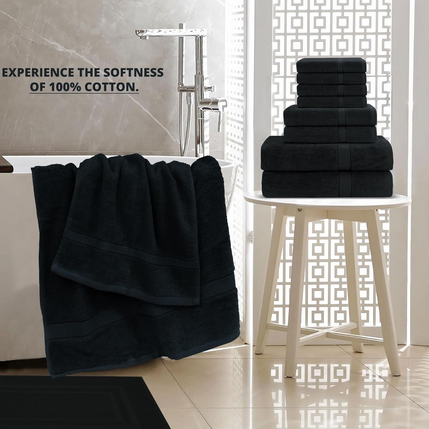 GOLD TEXTILES Premium Bath Towels Set (Pack of 24,27 x 54) 100% Ring-Spun Cotton Bathroom Towels for Hotel, Spa, Soft and Absorbent (27 x 54, Grey - 24 Pcs)