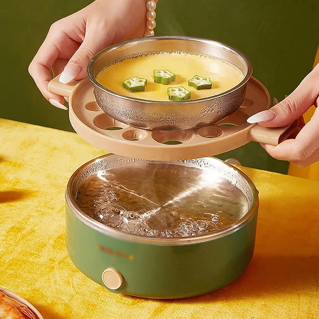 Food Steamer Electric Egg Boiler Steamer Breakfast Machine Automatic Power Off Anti-dry Egg Cooker Double Layer Multi-cookers High Capacity (Color : Green, Size : 25x15x12cm)