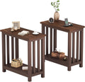 ChooChoo Mission End Tables Set of 2, Narrow Side Tables for Small Spaces, Night Stands with Storage Shelf for Living Room and Bedroom, Espresso