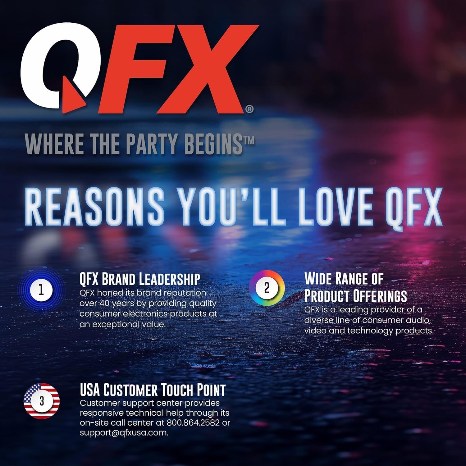 QFX PBX-616SM 15' Bluetooth Rechargeable Speaker with LED Lights, Mic and Stand, Black