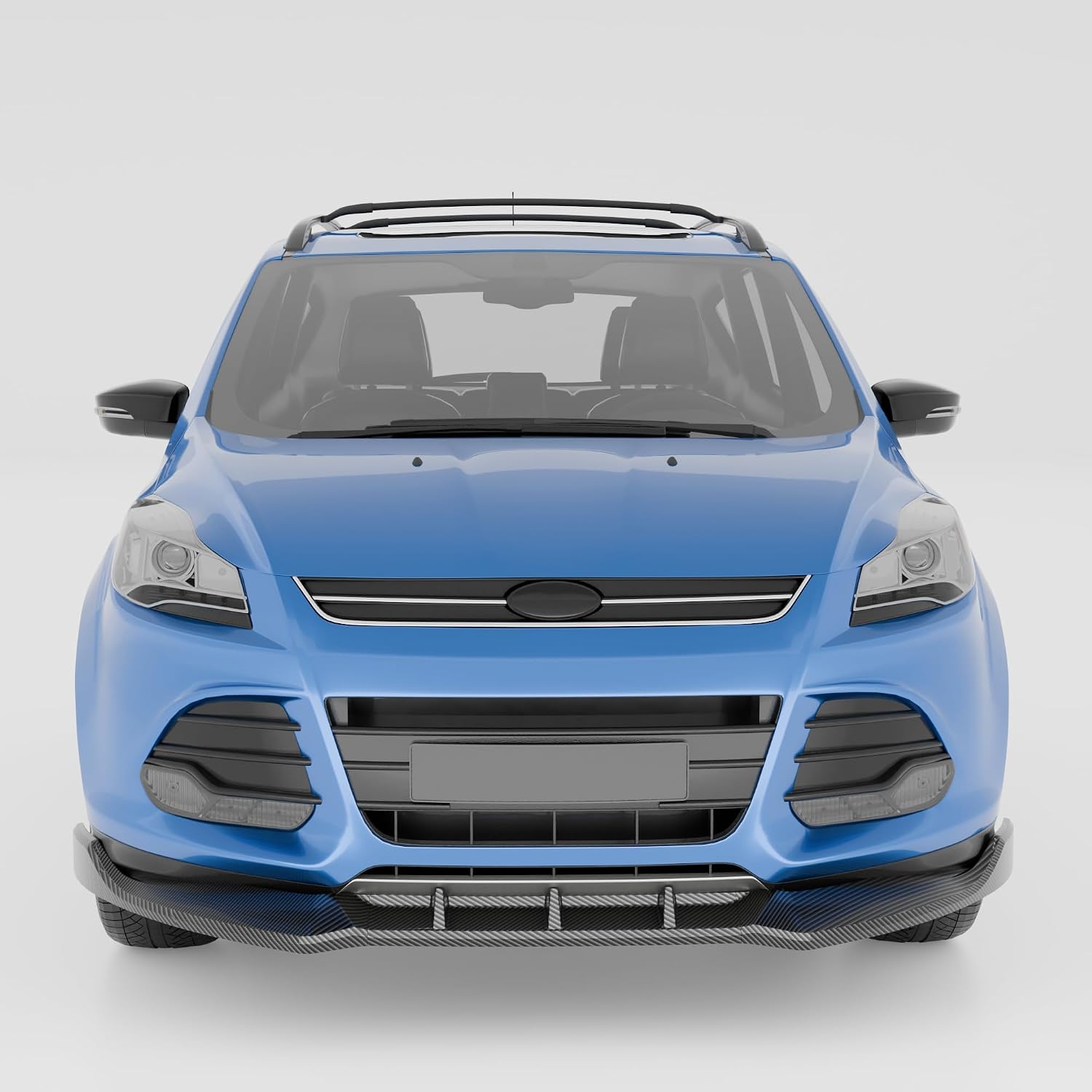 Carbon Fiber Look Front Bumper Lip Splitter Compatible with Ford Escape 2013-2016 Accessories Under Chin Spoiler Body Kit Add On ABS Materia (Carbon Fiber Look)